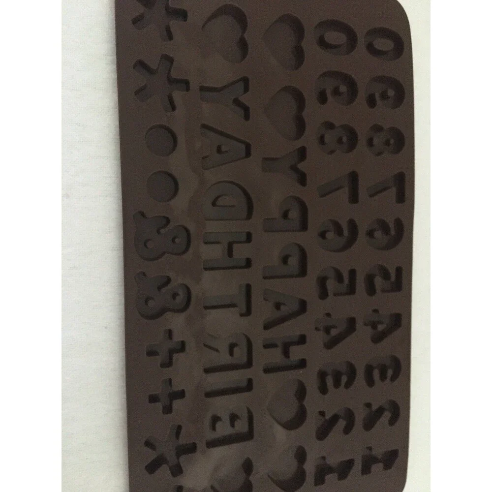 4 New Silicone Chocolate Mold Slab Square Letter Numbers Heart Party Supplies